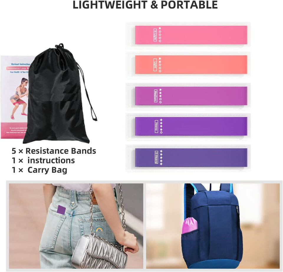 5Set 5 Fasce Elastiche di Resistenza - Fitness e Allenamento a Casa